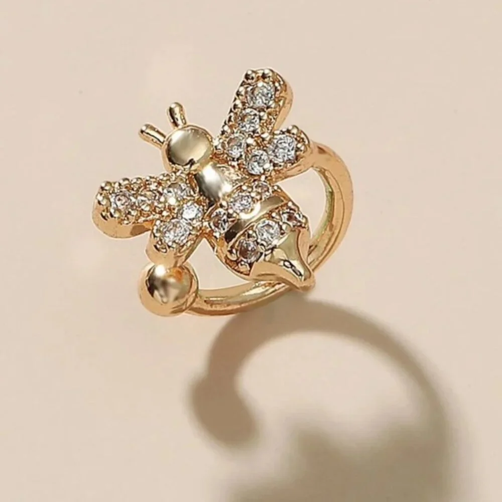 🐝 Bumble Bee No pierce single bee zircon ear-cuff 🐝 NEW - Picture 3 of 3